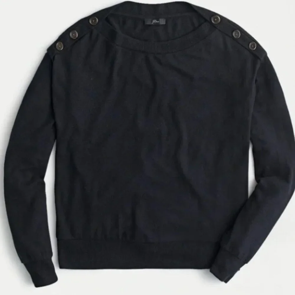 NWT J.Crew Supercozy Button Shoulder Sweater Top Knitted Lightweight AJ750